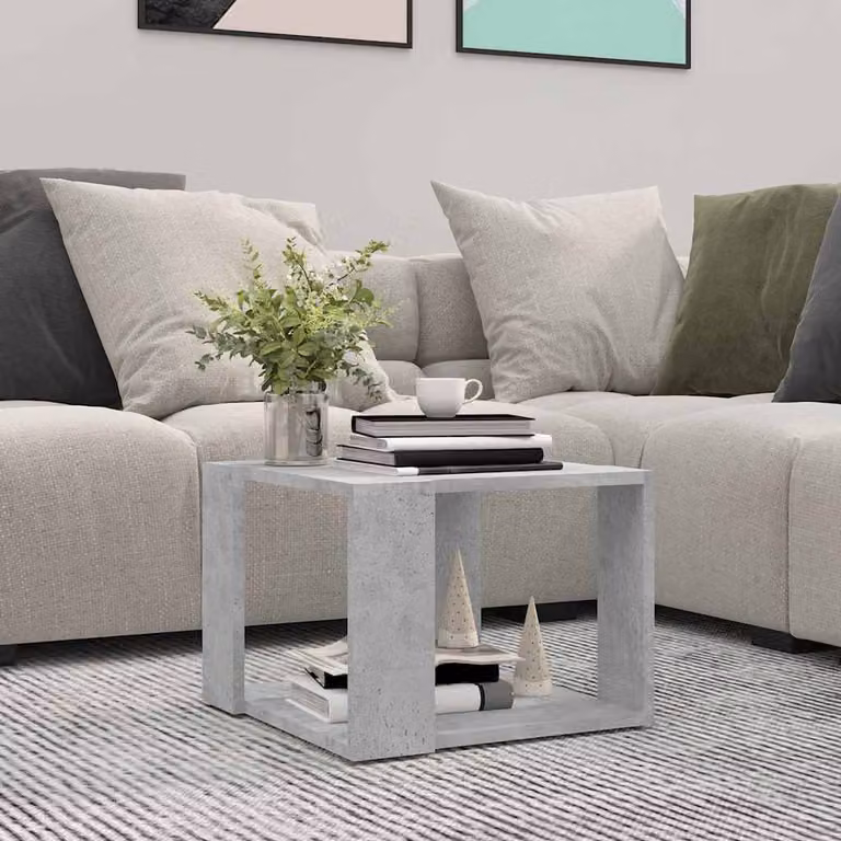 vidaXL Tavolino da Salotto Moderno Quadrato in Legno e MDF Grigio L/P/H: 40 x 40 x 30 cm