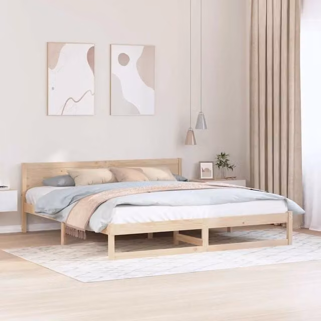 Struttura del letto in pino massello vidaXL colore naturale 200 x 200 cm