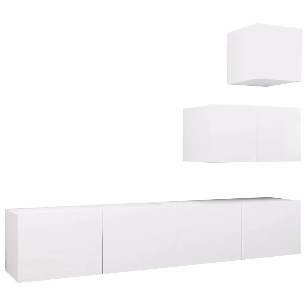Set di mobili porta TV moderno vidaXL in legno multistrato bianco da 4 pezzi con montaggio a parete – 2