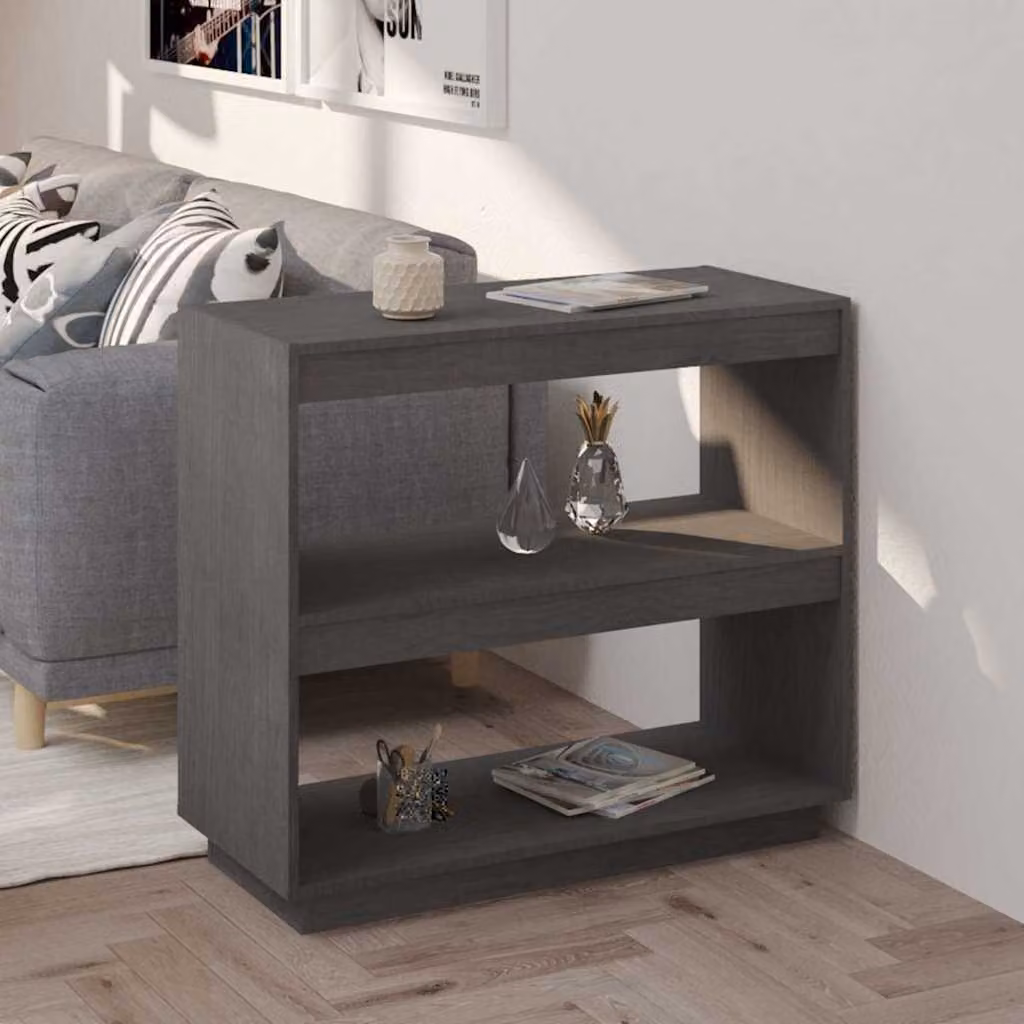 Libreria moderna vidaXL in legno di pino e MDF grigia, L 80 cm x P 35 cm x H 71 cm