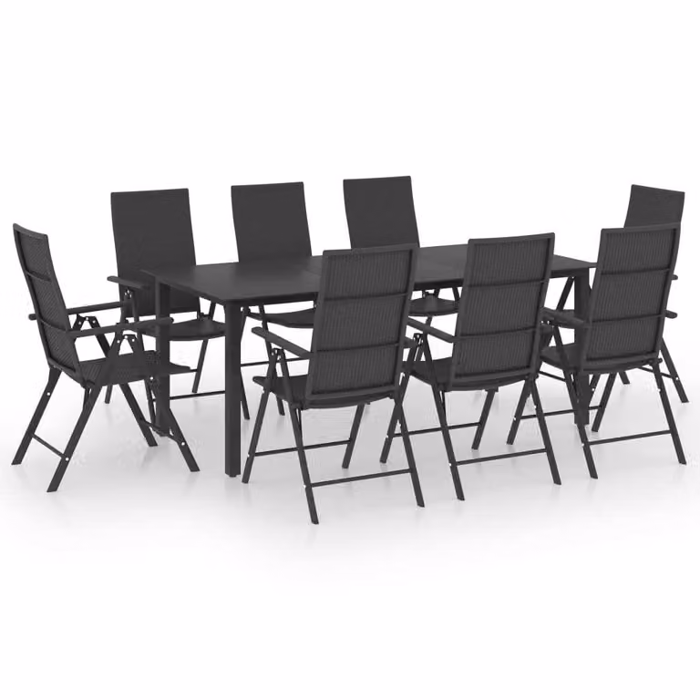 Set da Pranzo da Giardino 9 pz Nero