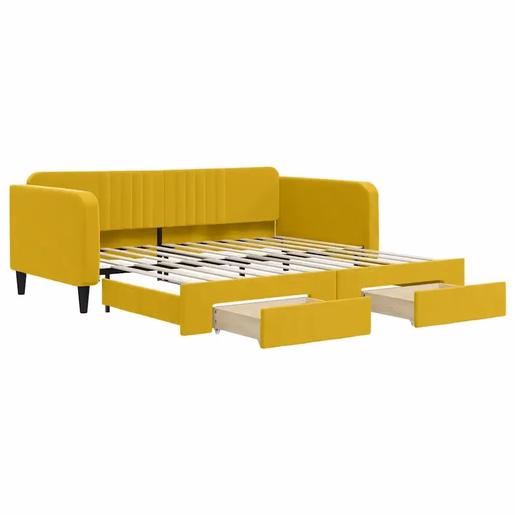 Divano Letto Moderno vidaXL in Velluto Giallo per Soggiorno e Camera da Letto – 2