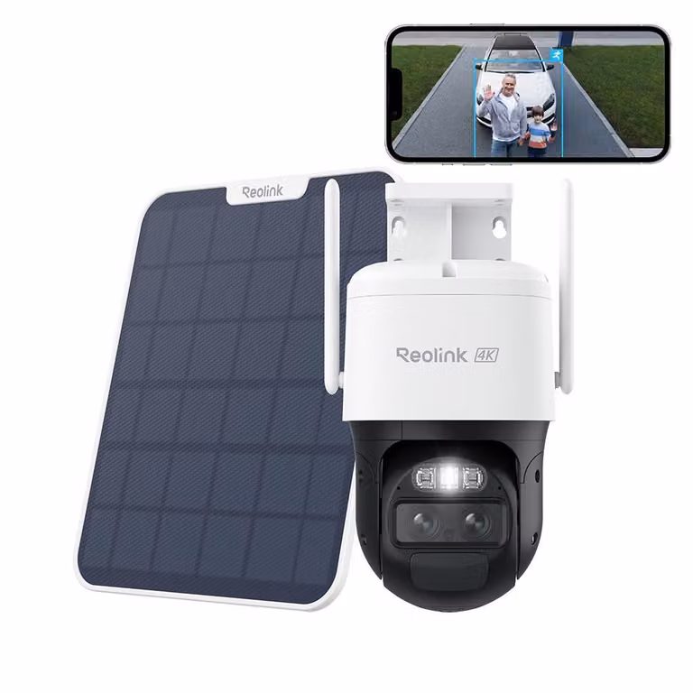 Telecamera di sicurezza Reolink 4K 8MP a batteria/pannello solare, doppio obiettivo, Wi-Fi 6 a doppia banda 2,4/5 GHz, zoom e tracking automatico, panoramica e inclinazione, zoom 8X