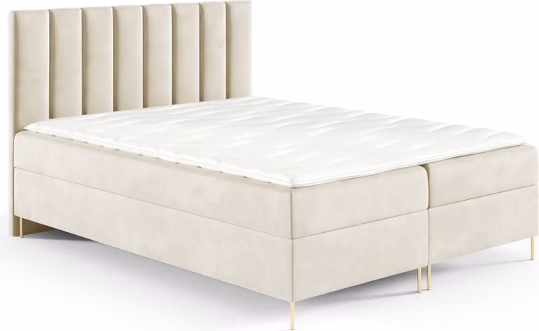 GUTTO Box Spring letto NADIA 120 x 200cm 2x Storage box TOPPER 5cm Loose green velour Gambe alte dorate