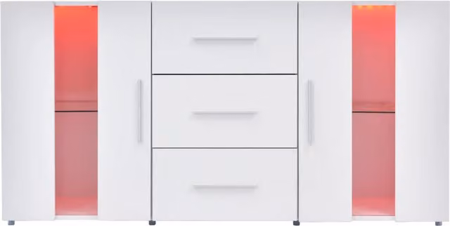 Sideboard in rovere con LED, mobile contenitore 140x35x70 cm per soggiorno e sala da pranzo