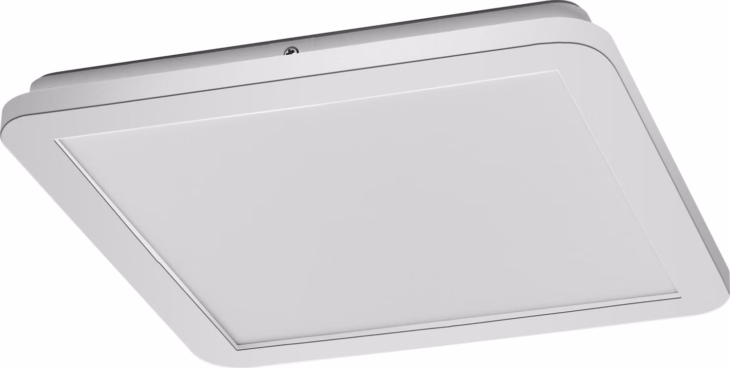 OSRAM ORBIS Disc lampada da parete/soffitto con LED, cromo, 22W, 1800lm, 3000/4000K, regolabile tramite interruttore a parete con Click CCT, 30x30cm, protezione IP44 per bagni, viti e tasselli di montaggio inclusi