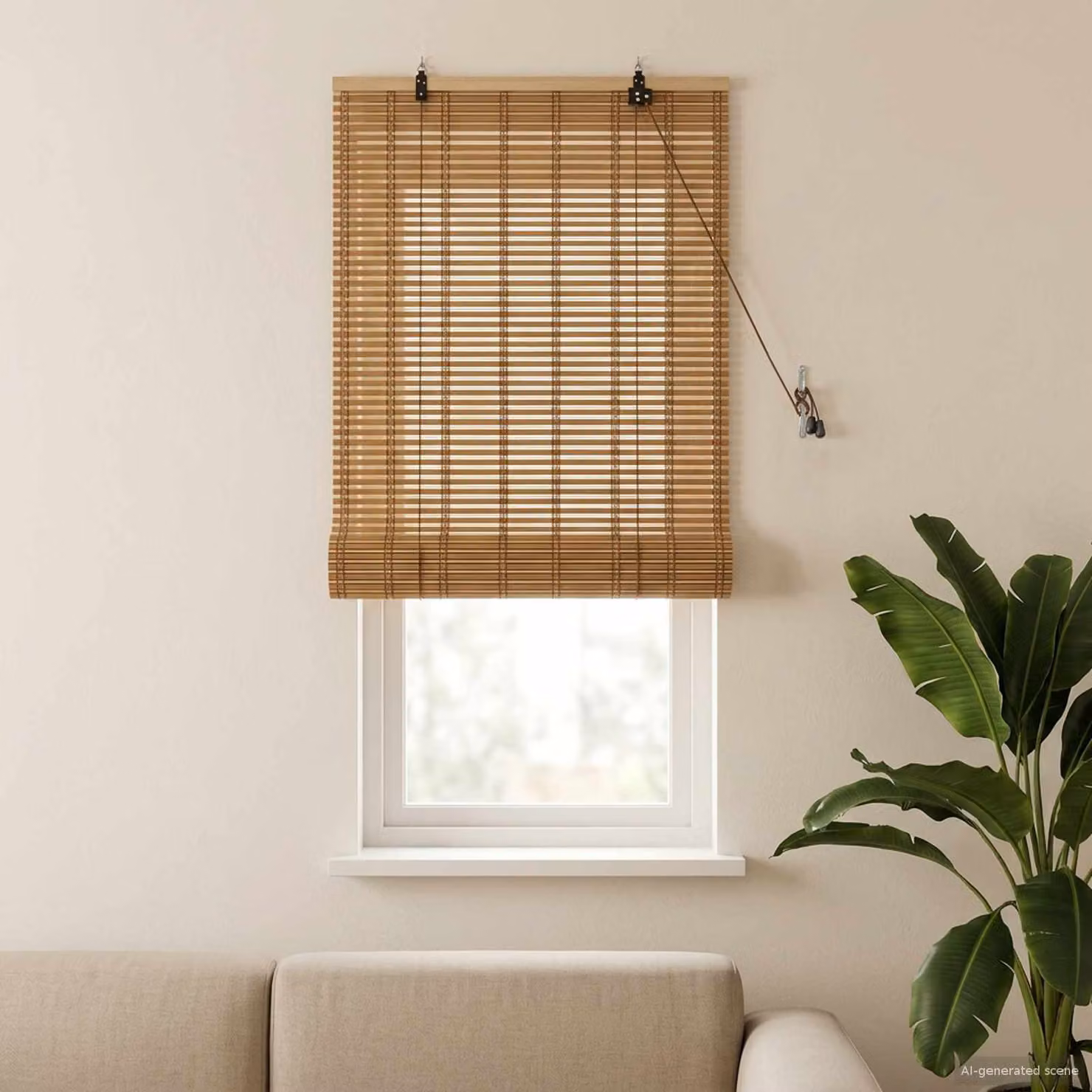 Tenda a rullo vidaXL in bambù color beige e marrone, semi-trasparente e resistente ai raggi UV, L: 40 cm x H: 160 cm
