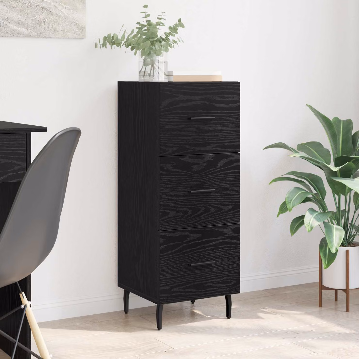 Credenza moderna vidaXL in legno ingegnerizzato nero, L/P/H: 34 x 34,5 x 90 cm