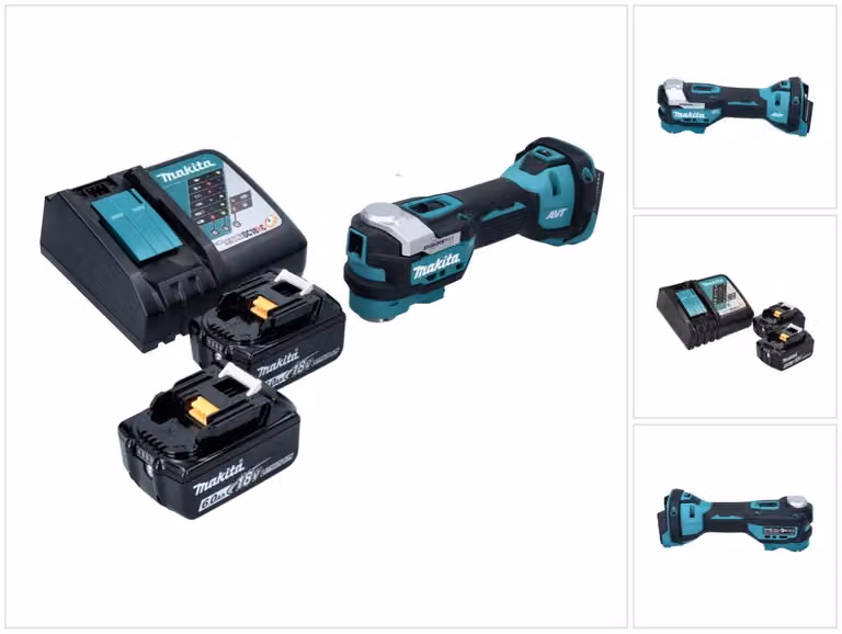 Utensile multifunzione a batteria Makita DTM 52 RG 18 V Starlock Max Brushless + 2x batteria ricaricabile 6,0 Ah + caricabatterie