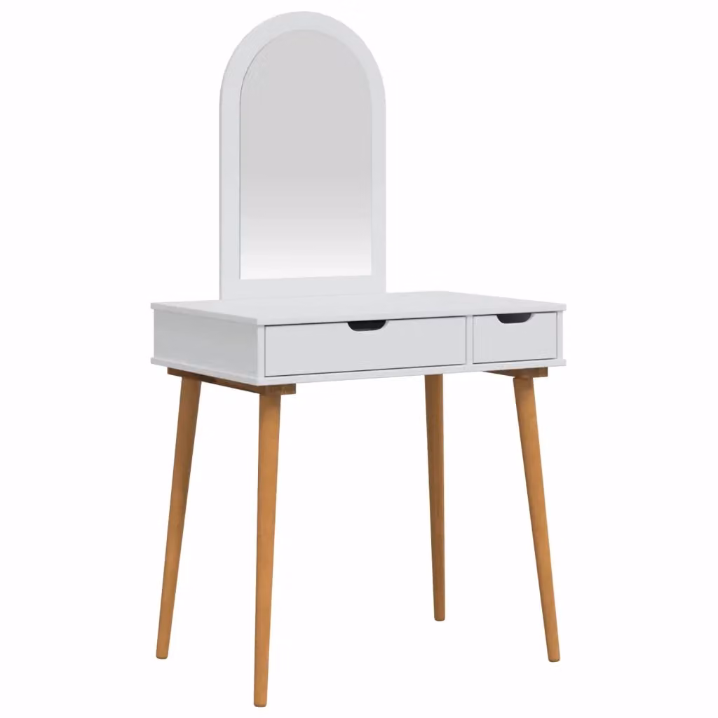 Set Tavolo da Trucco FAUSKE vidaXL 2 pz Bianco L: 76 cm, P: 50 cm, H: 143 cm – 2