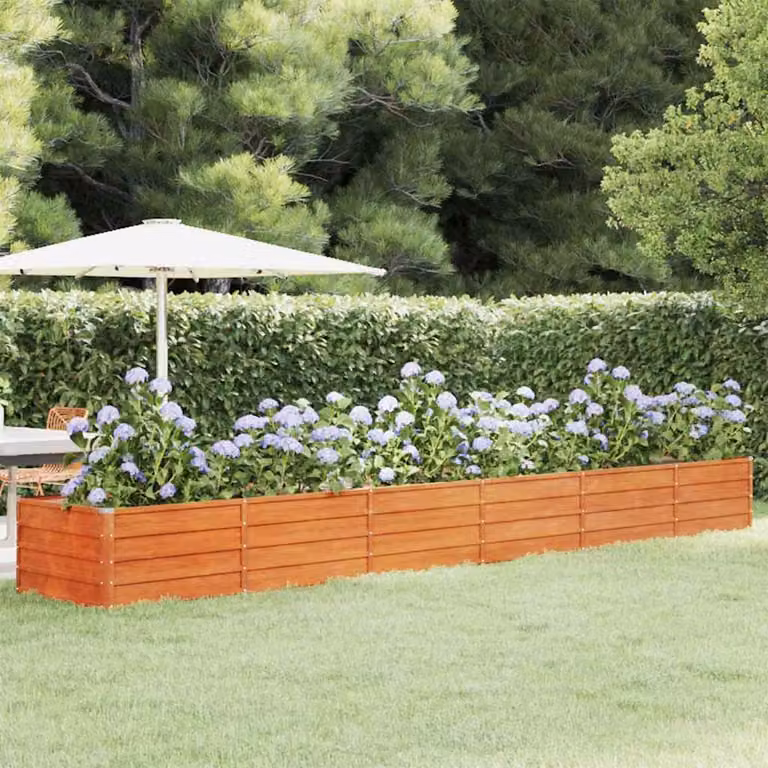 Letto rialzato da giardino vidaXL in acciaio Corten color ruggine L: 480 cm, P: 80 cm, H: 45 cm