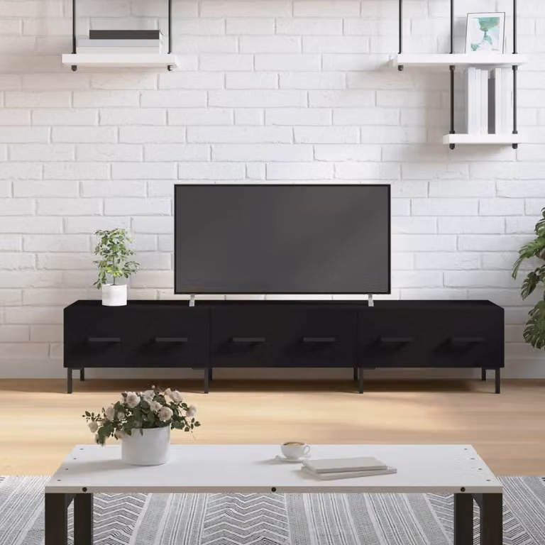 vidaXL Mobile Porta TV Moderno Nero in Legno e Metallo L: 150 cm, P: 36 cm, H: 30 cm