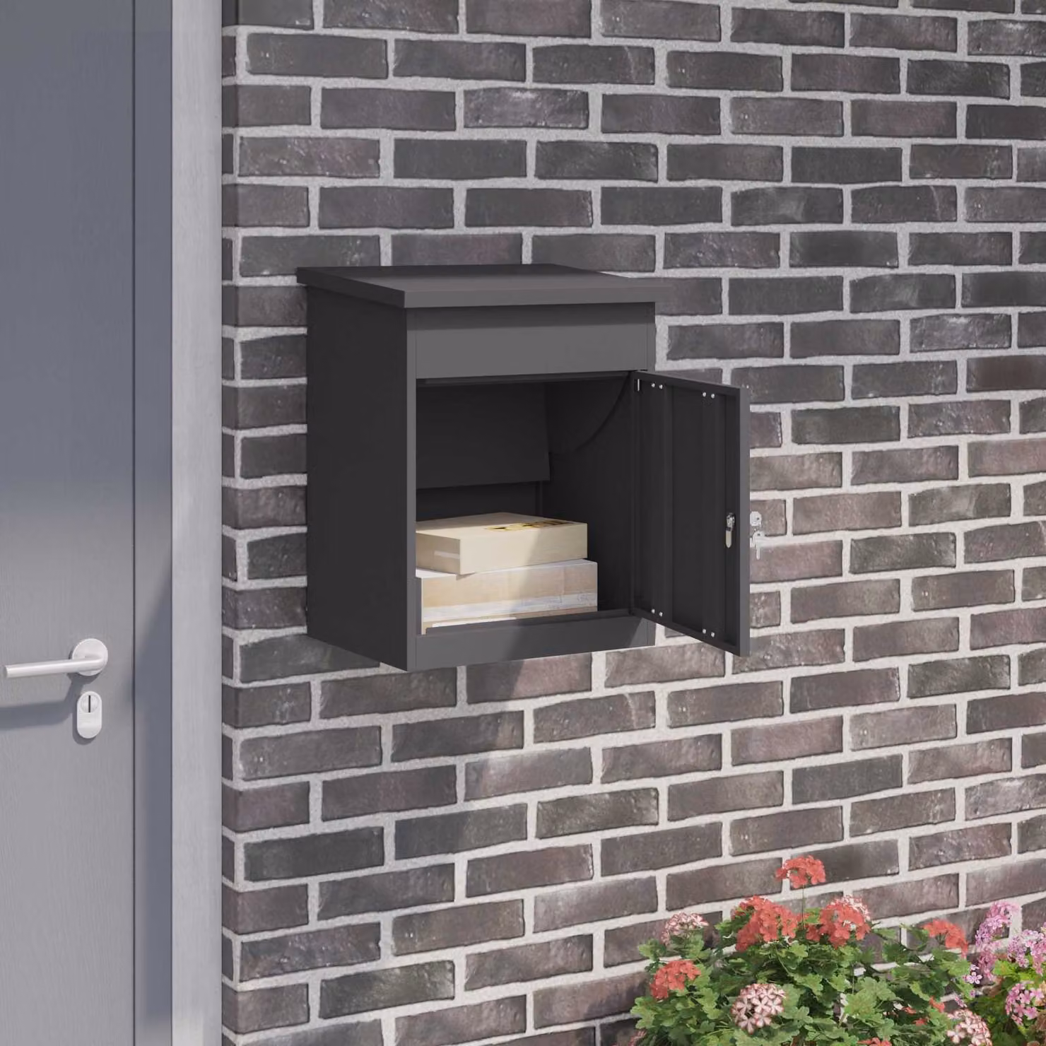 vidaXL Cassetta per pacchi con porta Nero 47,5 x 38 x 59 cm Acciaio