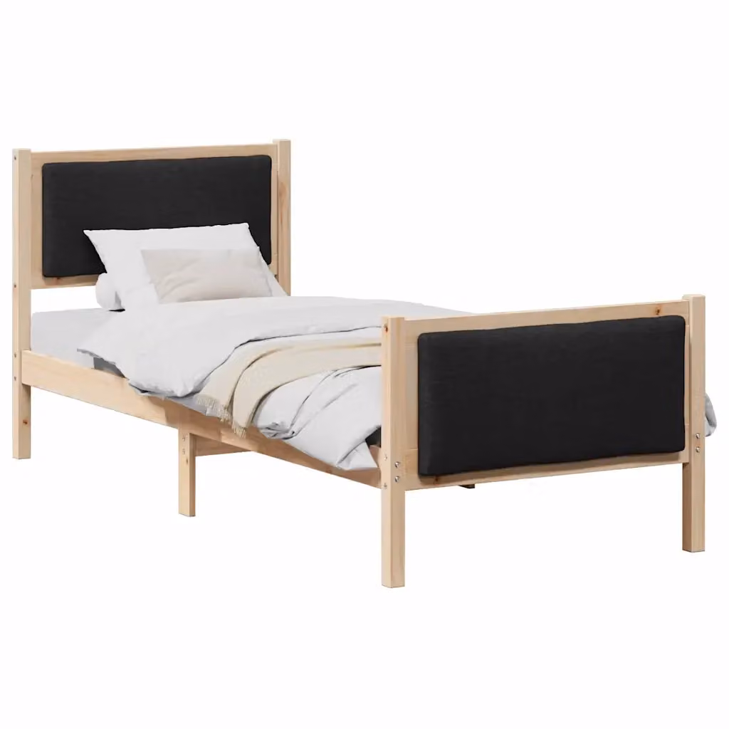 Letto con testiera e giroletto vidaXL in tessuto nero e legno di pino L/P/H: 209.5 x 85.5 x 85.5 cm – 2
