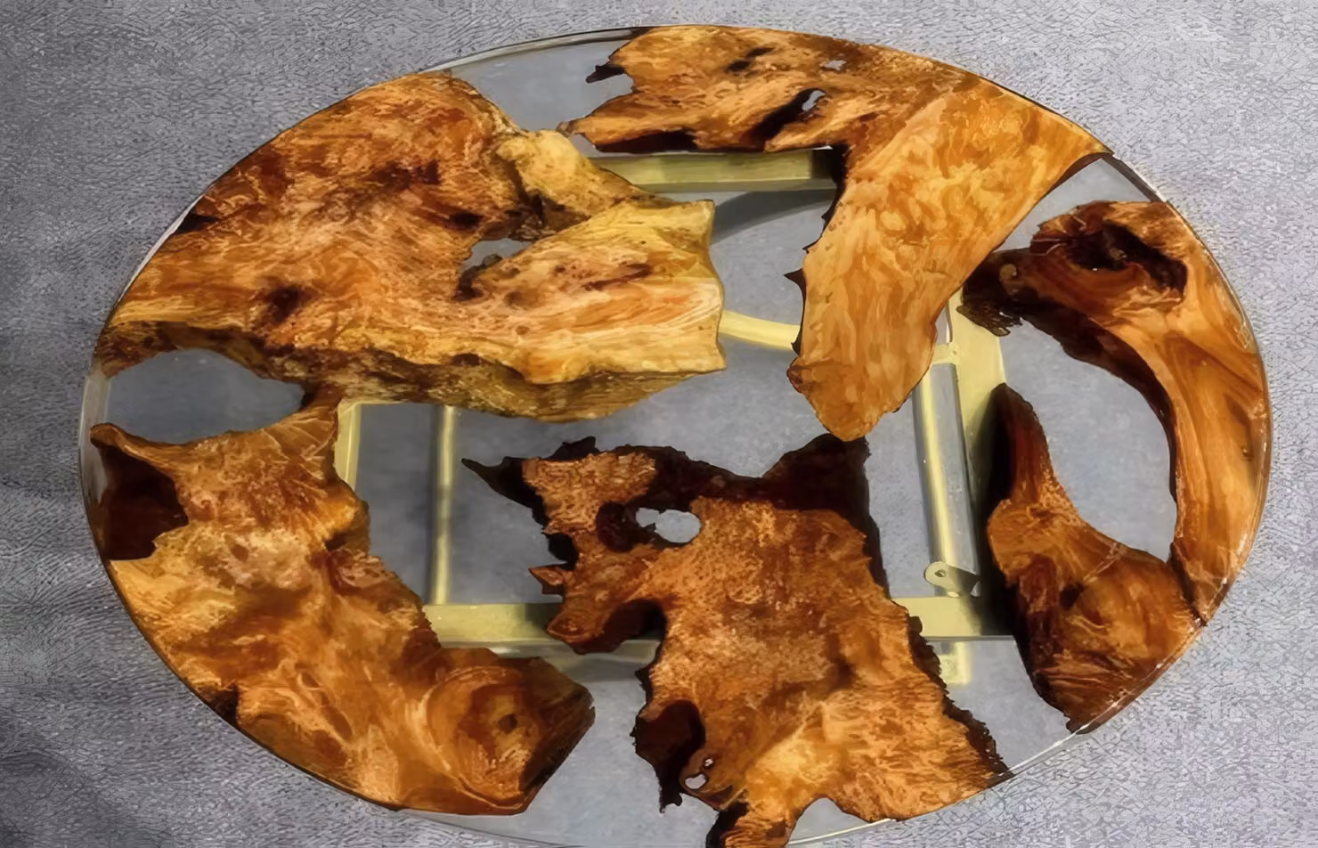 Runder Epoxidharz Couchtisch Transparenter Wohnzimmer Tisch
