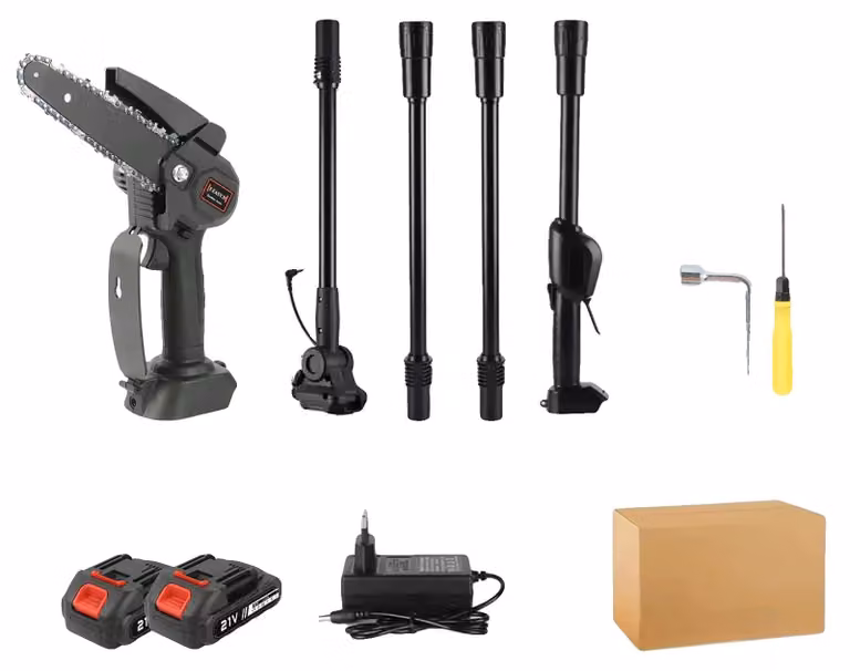 Troncatrice a catena telescopica, design 2-in-1 versatile, motore potente, 2 batterie