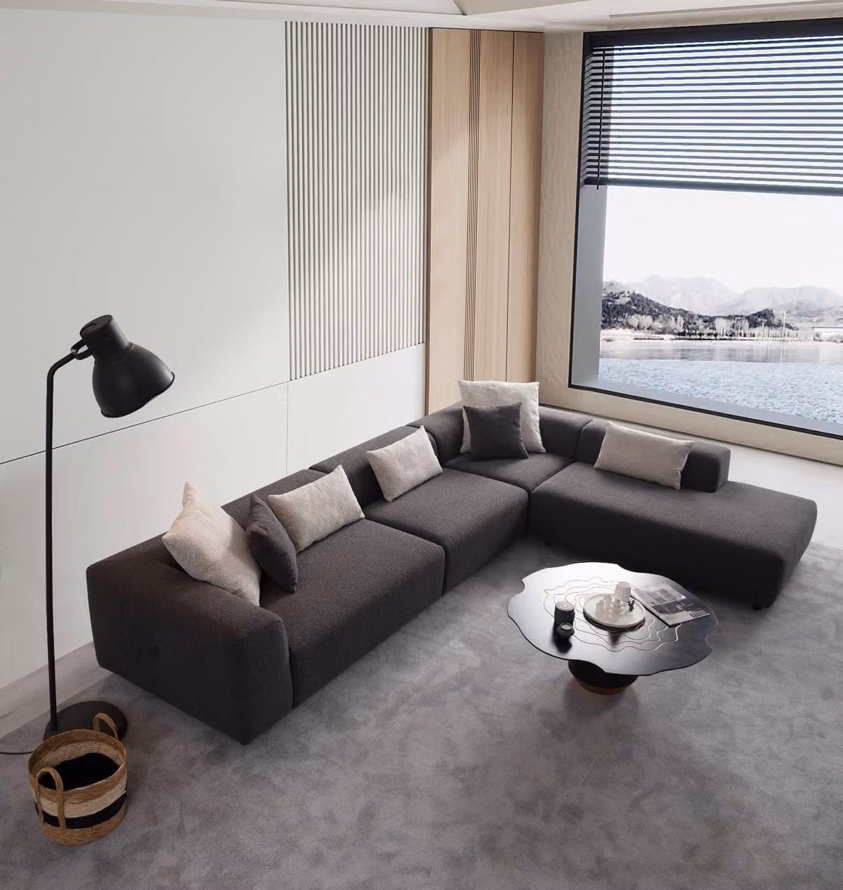 Stilvoll Ecksofa L-Form Stil Exklusive Braun farbe Neuheit in Wohnzimmer
