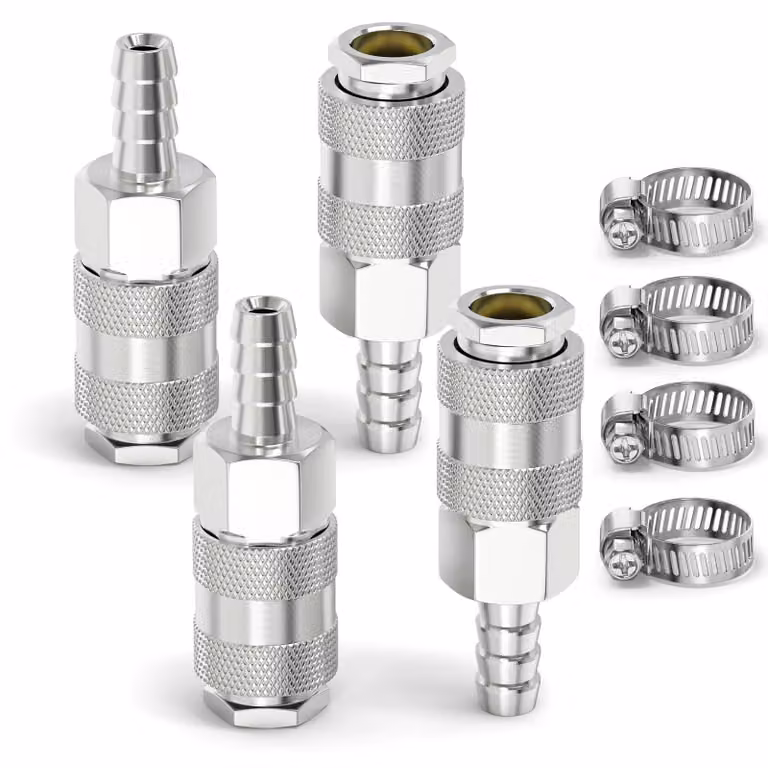 Connettore rapido 3-in-1 nichelato per utensili pneumatici, set da 4