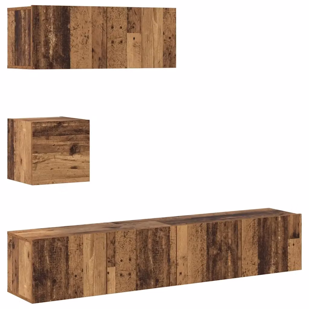 Set Mobile TV da parete vidaXL in 4 pezzi, stile classico, colore marrone legno antico, L: 80 cm, P: 30 cm, H: 30 cm – 2