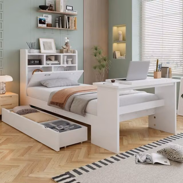 letto singolo legno bianco 90x200 cm