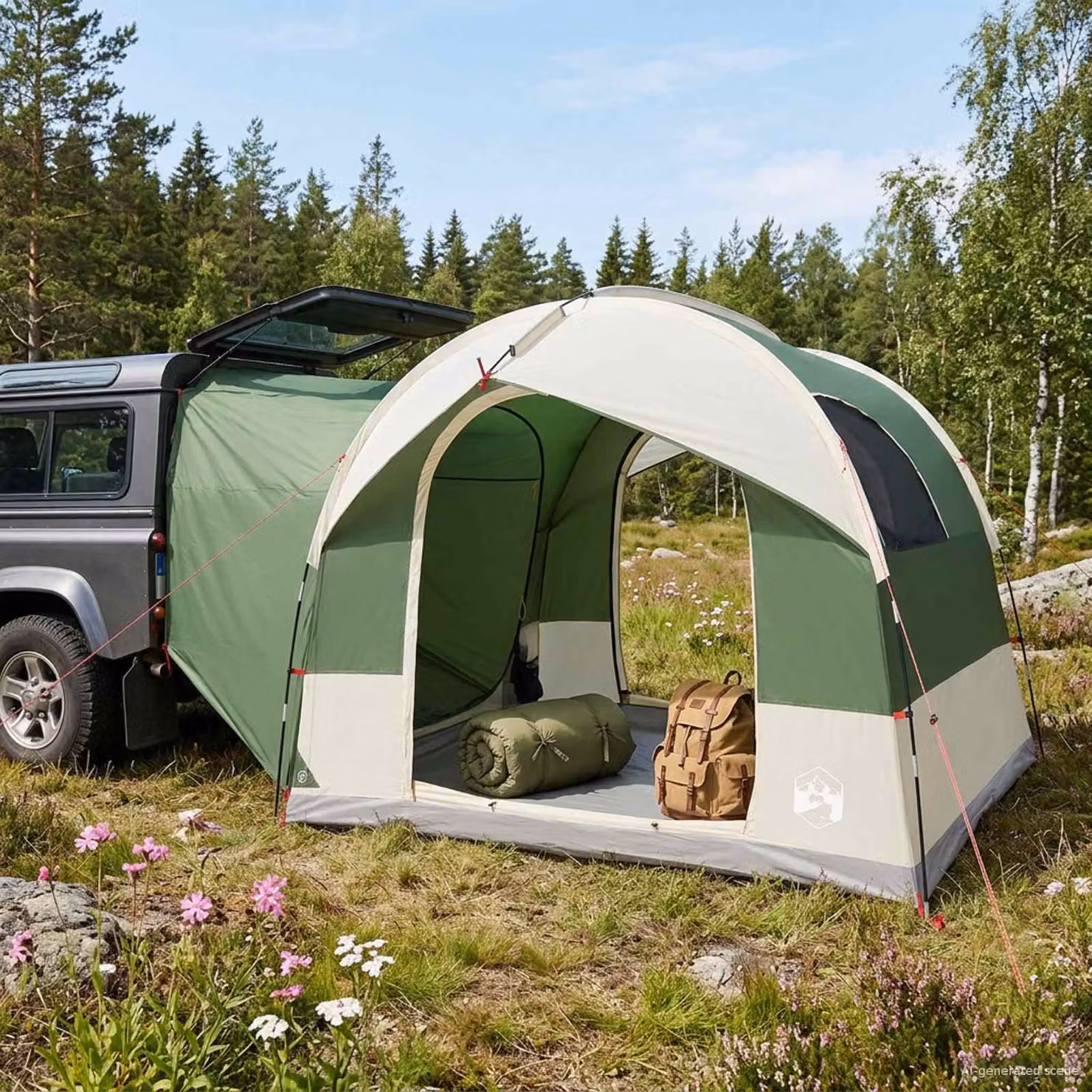 Tenda da tailgate con tendone impermeabile vidaXL per 4 persone, Verde