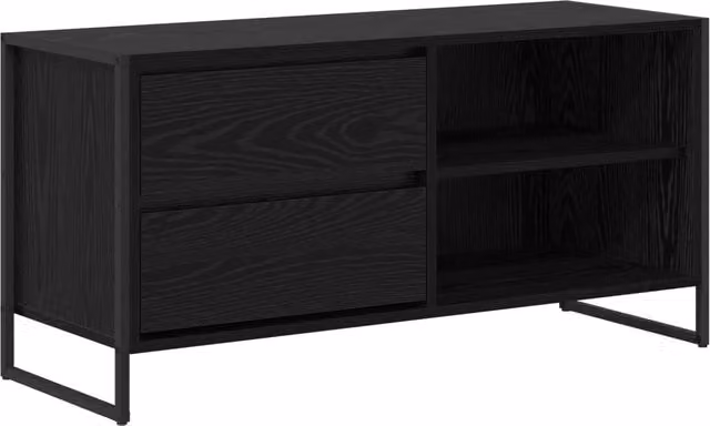 Mobile porta TV moderno HELLOSHOP26 in legno composito nero con cassetto per soggiorno L: 100 cm, P: 36 cm, H: 49,5 cm – 1