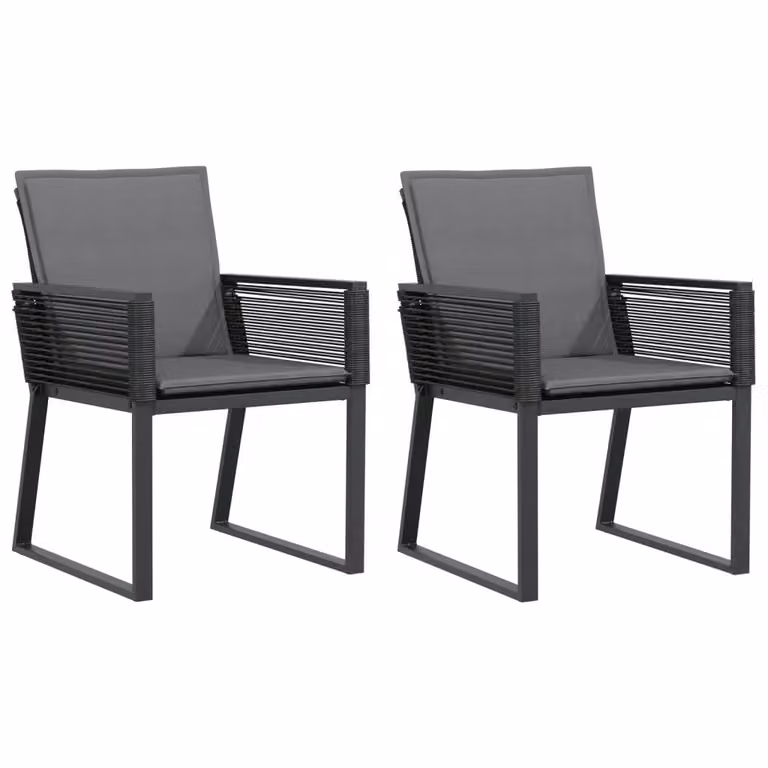 Set di 2 sedie da giardino vidaXL in polyrattan color antracite con cuscini e braccioli