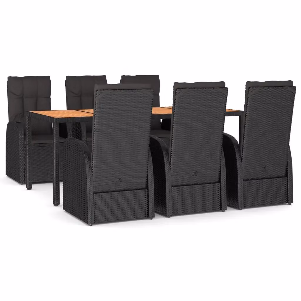 Set da pranzo da giardino moderno vidaXL in legno di acacia e polyrattan nero con 7 pezzi – 2