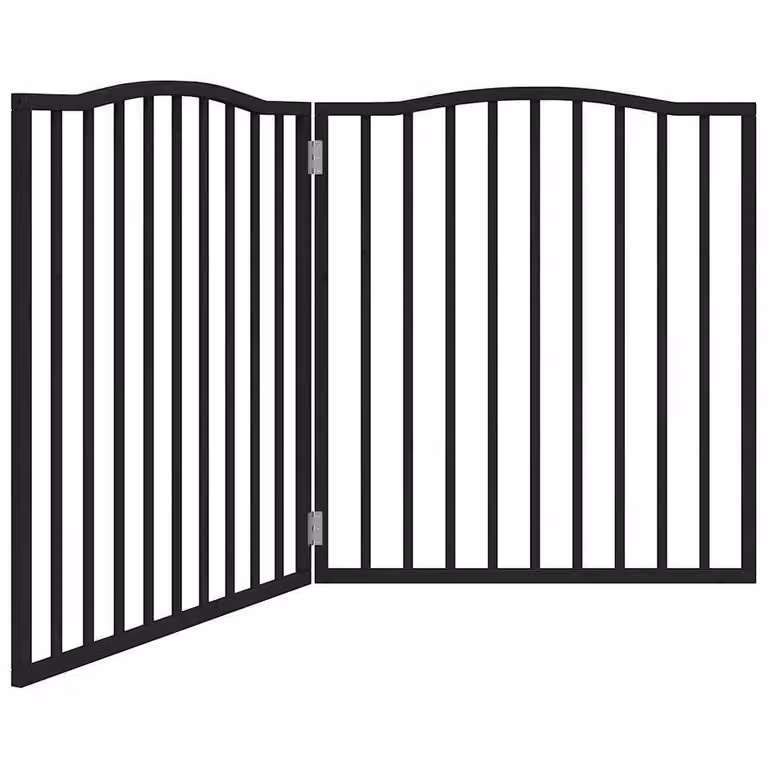 Cancello per Cani Pieghevole 2 Pannelli Nero 160cm Legno Pioppo