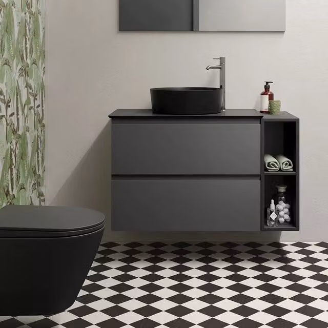 Lavabo da appoggio feeling tondo nero opaco