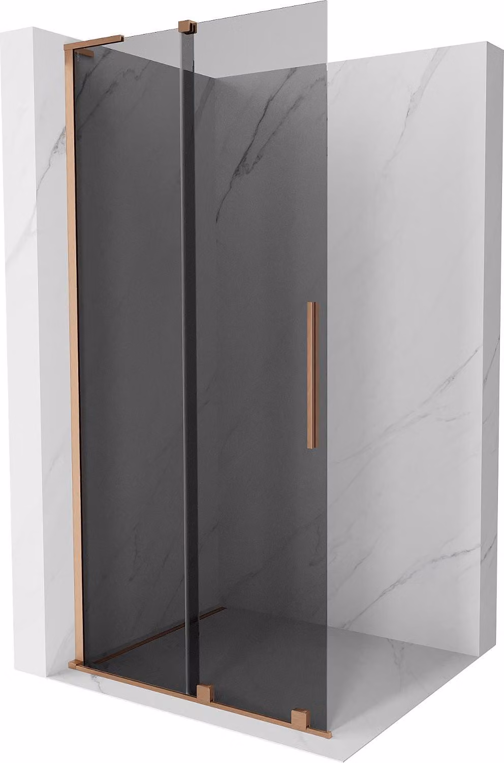 Mexen Velar L parete doccia scorrevole Walk-in 90 x 200 cm, grafite 8 mm, rame spazzolato - 871-090-003-43-65