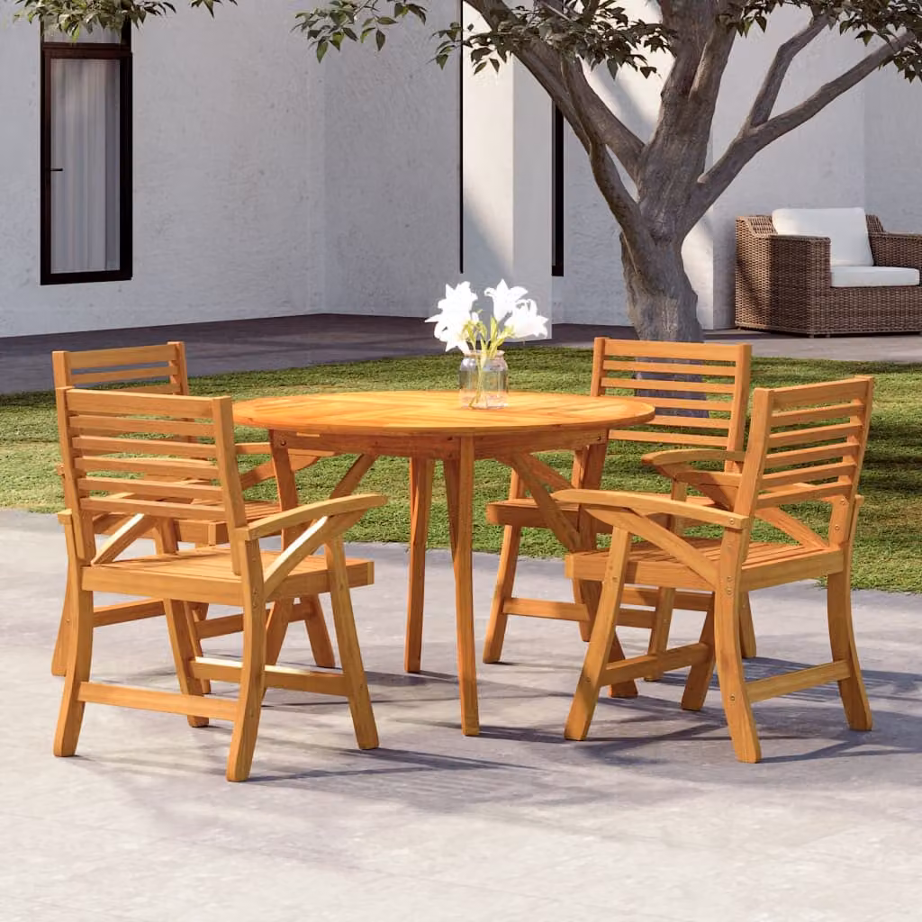 Set da Pranzo per Giardino e Terrazzo vidaXL in Legno di Acacia Marrone, 5 Pezzi