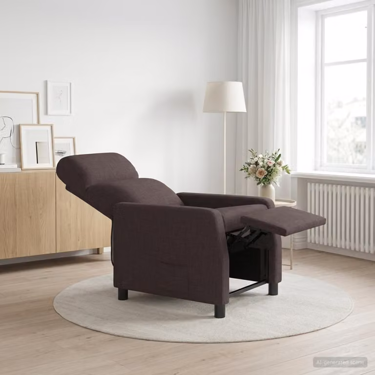 Poltrona reclinabile relax vidaXL in tessuto marrone con braccioli e struttura moderna