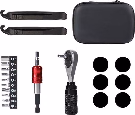 Kit di attrezzi per bicicletta - Kit di riparazione di emergenza - Estrattore per pneumatici - Chiavi a cricchetto in lega di alluminio - Attrezzi per la riparazione della bicicletta - Chiavi a cricchetto regolabili - Attrezzi per la manutenzione della bi