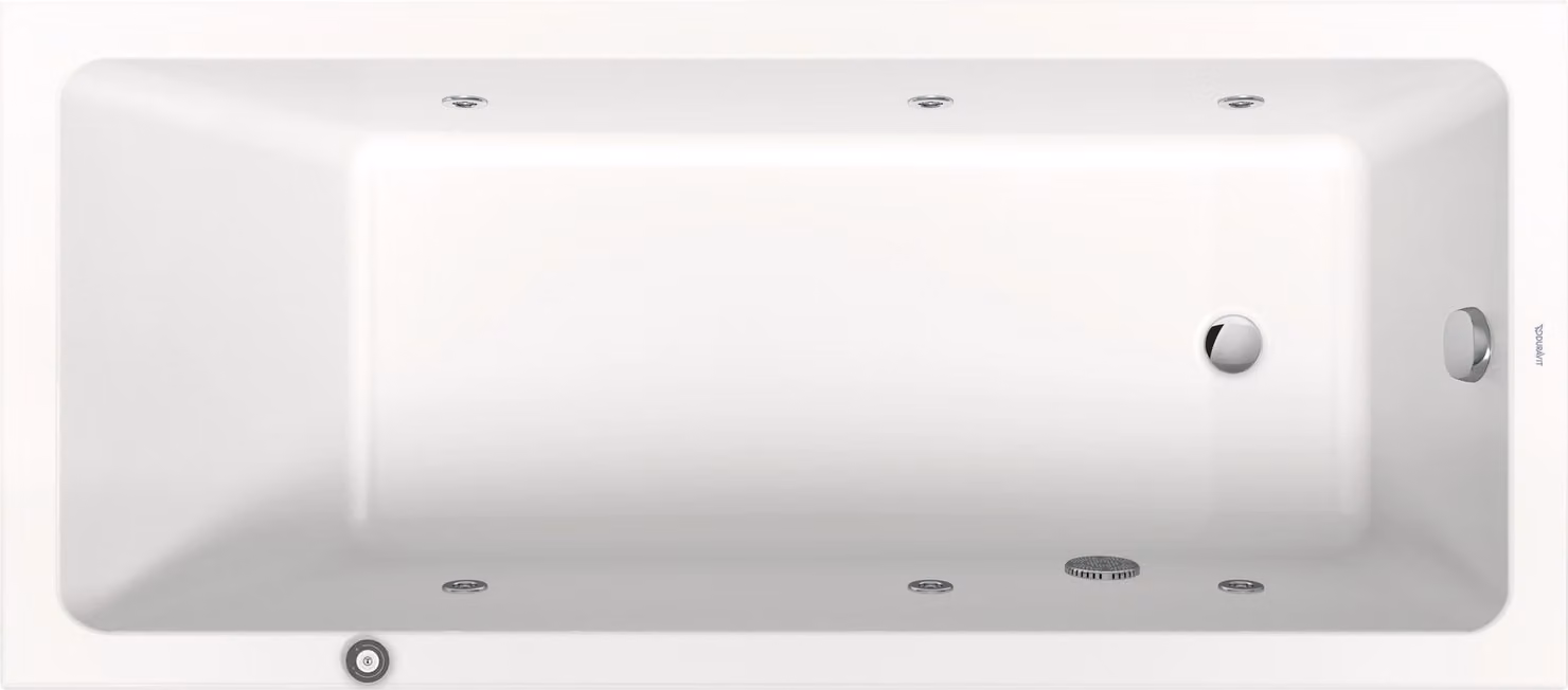 Duravit No.1 baignoire pour WC encastrée, rectangulaire, 1700x750mm, Jet Protect,1 pente de dossier, blanc, 760490000JP1000, 760490000JP1000