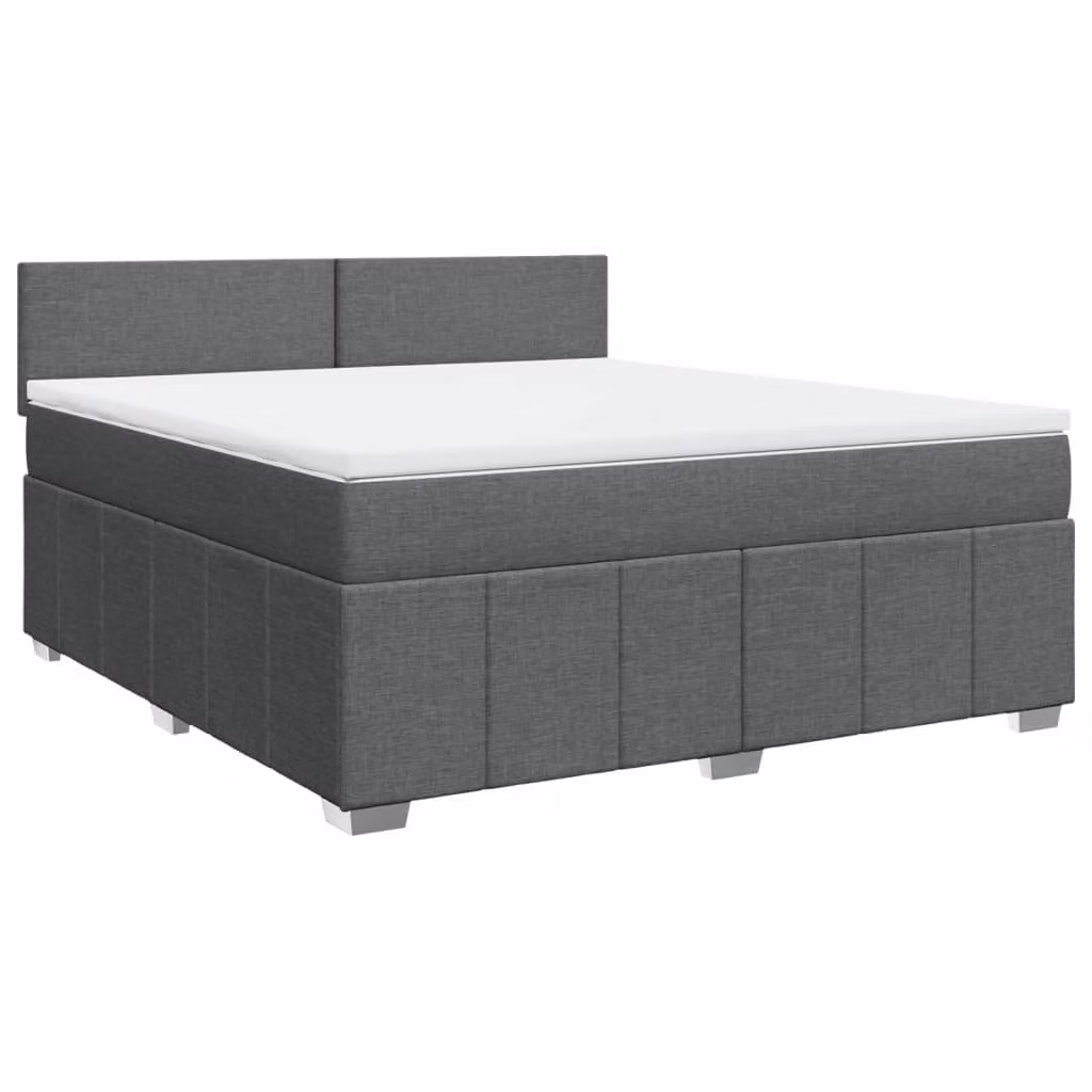 Giroletto a Molle con Materasso Grigio Scuro 180x200 cm Tessuto