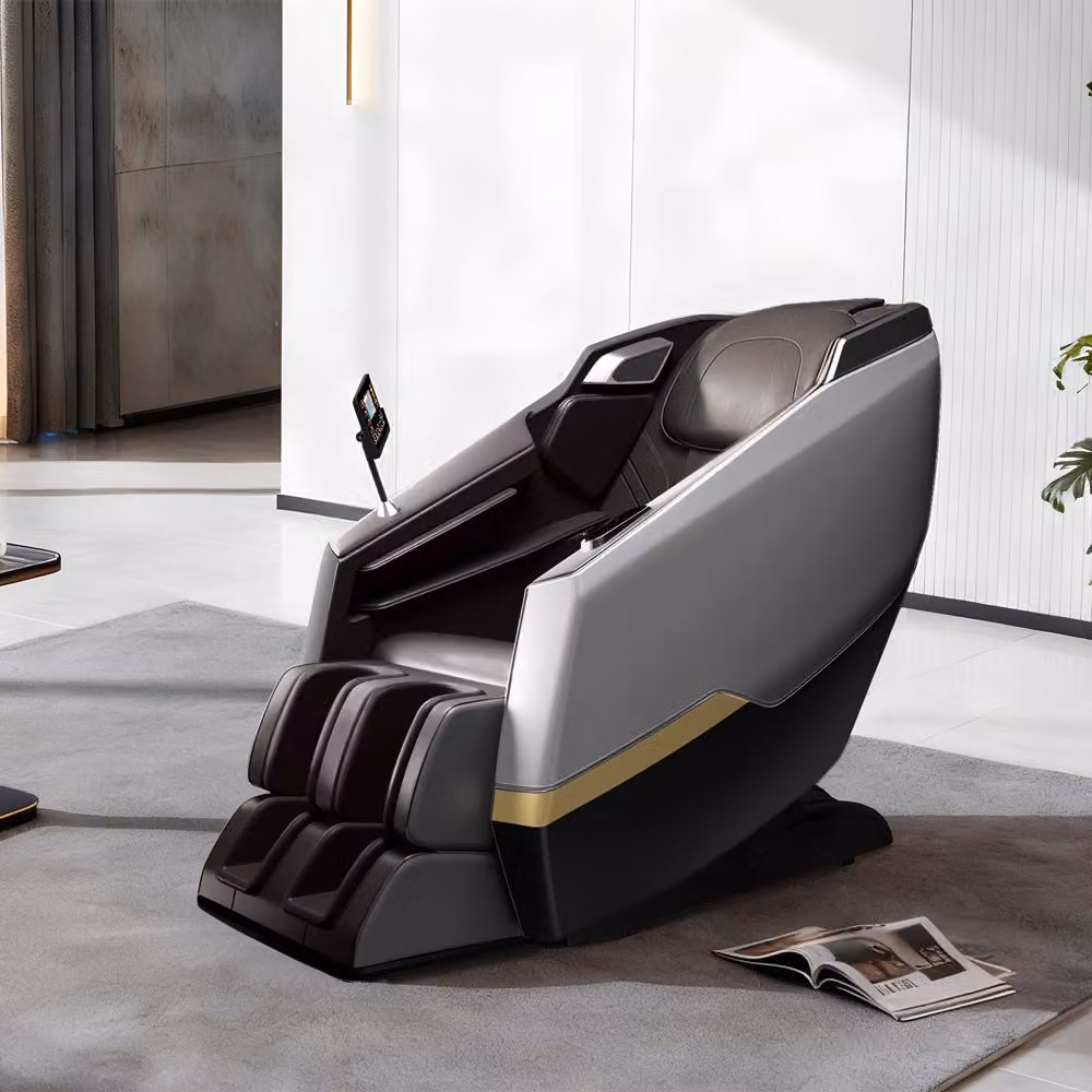Poltrona massaggiante, reclinabile a gravità zero, massaggio profondo, con funzione di riscaldamento, massaggio completo, binari Bluetooth SL Grigio L140×L73×H106cm /A001-Hui/