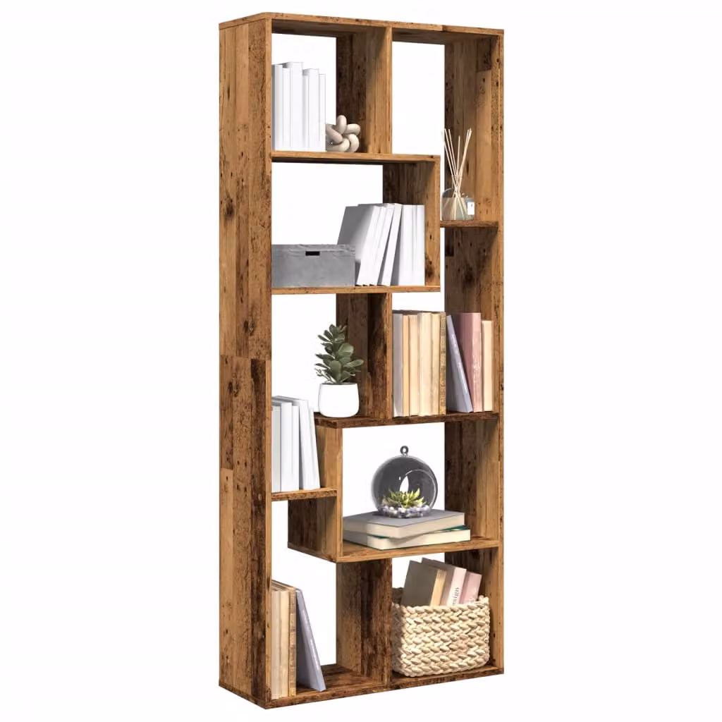 Libreria Divisorio vidaXL in Legno Antico e MDF Marrone L: 67 cm, P: 25 cm, H: 161,5 cm