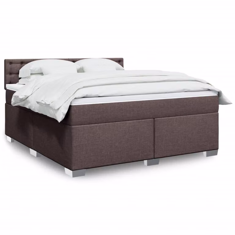 vidaXL Letto Ibrido con Materasso e Giroletto a Molle in Tessuto Marrone e Bianco L/P: 180 x 200 cm