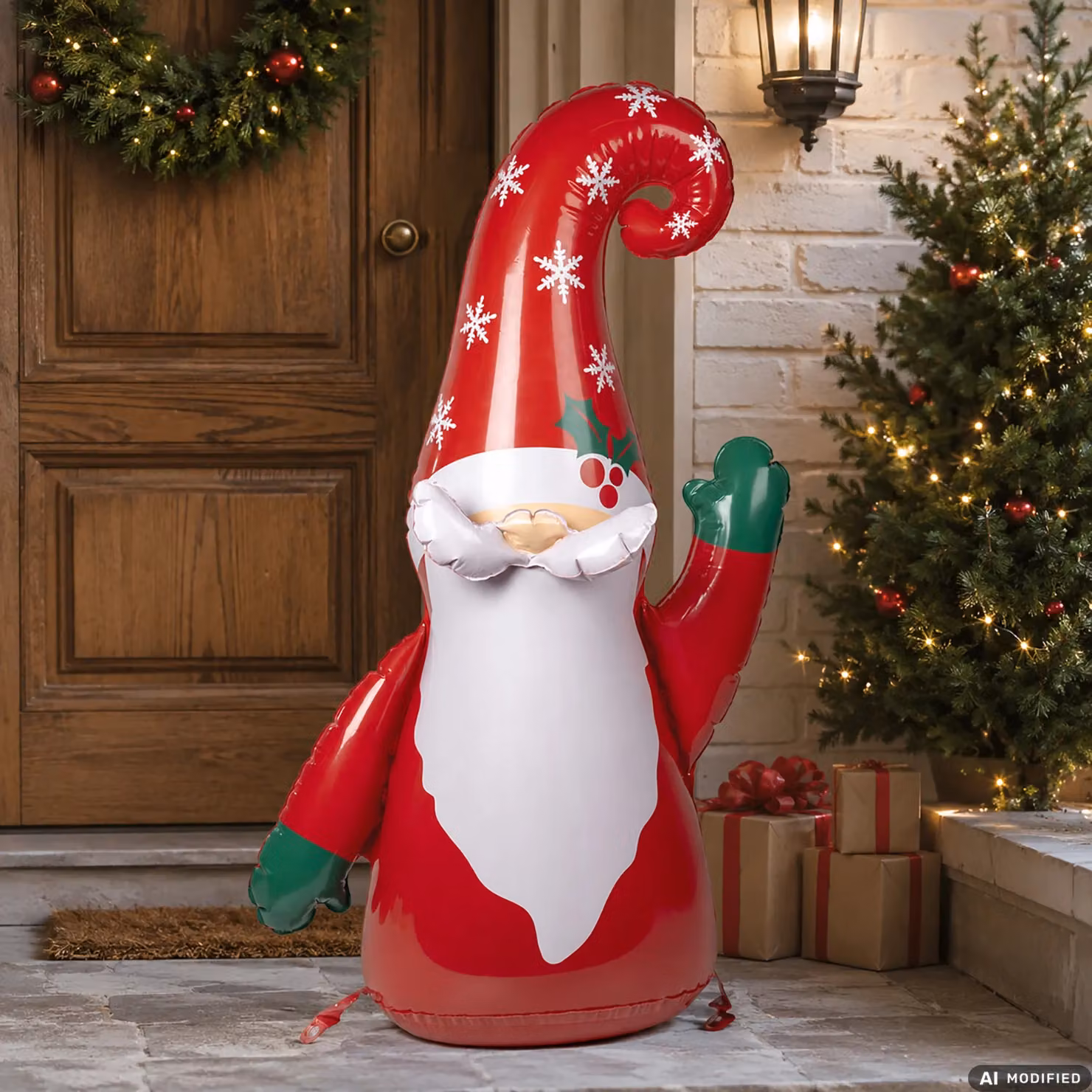 Gnomo Natalizio Gonfiabile VESTIAMO CASA, Colore Rosso e Bianco, Altezza: 106 cm – 2
