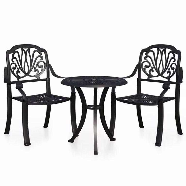 Set da Bistrot 3 pz in Alluminio Pressofuso Nero