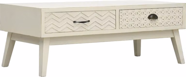 vidaXL Tavolino con 2 cassetti intaglio grigio 110x50x40 cm legno - Tavolino - Tavolini - Tavolini - Tavoli da caffè