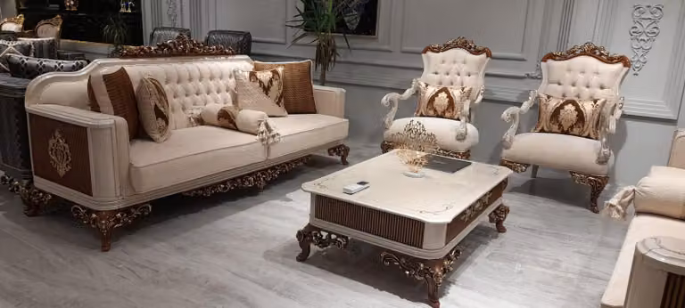Klassische Couchgarnitur 4tlg. Set 311 Sitz + Couchtisch Sofa Barock Rokoko
