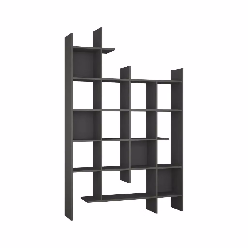 Libreria DMORA Achela Antracite, Scaffale Moderno da Ufficio o Soggiorno, L 122 x P 25,5 x H 188 cm – 2