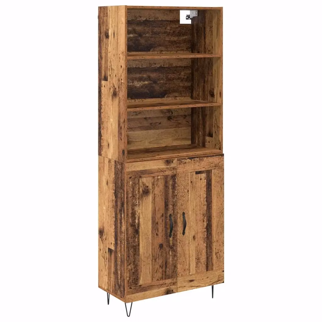 Set di 2 credenze moderne vidaXL in legno e metallo color marrone per soggiorno o sala da pranzo L/P/H: 69,5 x 34 x 180 cm – 2