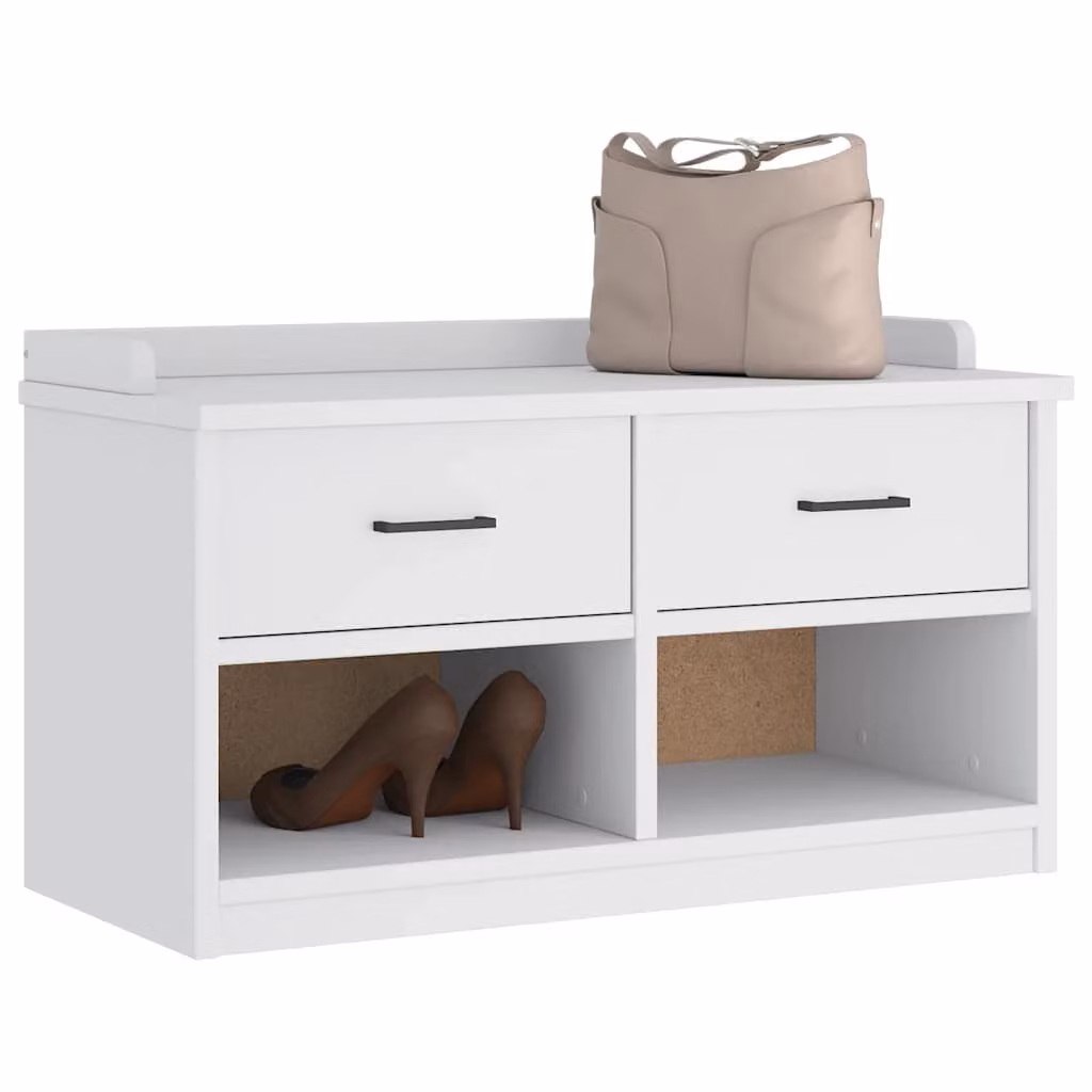 Panca da corridoio e porta scarpe vidaXL SANDNES in legno di pino bianco, L 87 cm x P 40 cm x H 50 cm