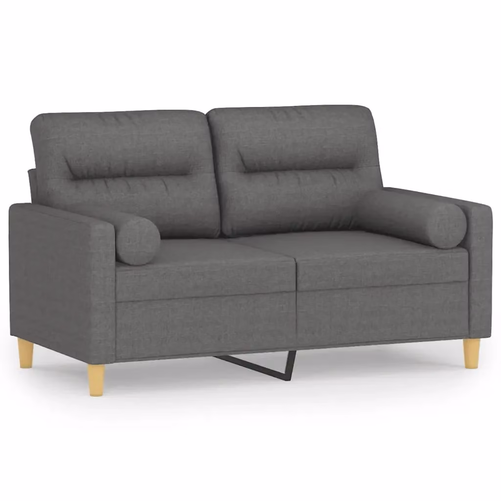 Divano a 2 posti moderno vidaXL in tessuto grigio con cuscini e coperture rimovibili L: 138 cm, P: 80 cm, H: 77 cm – 2