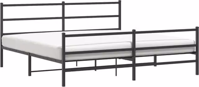 Letto matrimoniale | Letto per adulti | Giroletto con Testiera e Pediera Metallo Nero 183x213 cm