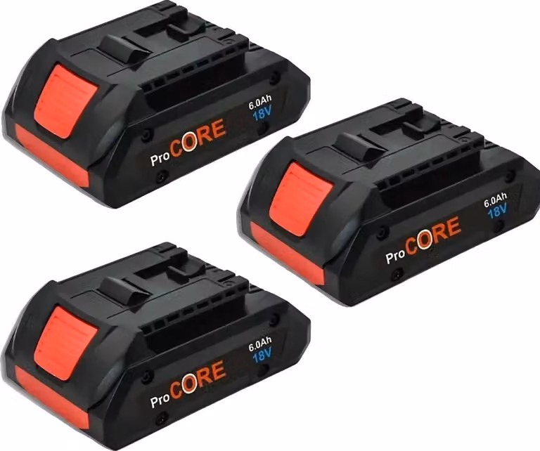 Batterie agli ioni di litio, capacità 6000 mAh, compatibili con sistemi a 18V, 6.0Ah, confezione da 3 pezzi