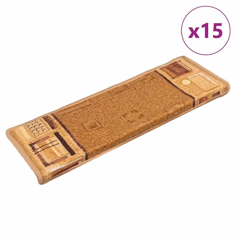 vidaXL Tappetini Autoadesivi per Scale 15 pz 65x21x4 cm Beige